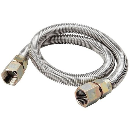 B & K G012SS151548RP Gas Connector, 34 x 34 in, FIP, Stainless Steel, 48 in L G012SS151548/RP